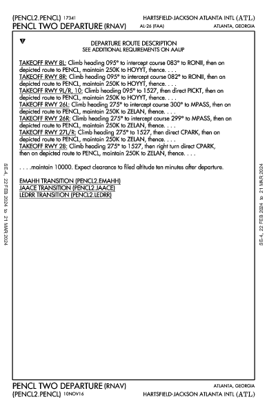 ハーツフィールド・ジャクソン・アトランタ国際空港 Atlanta, GA (KATL): PENCL TWO (RNAV) (DP)