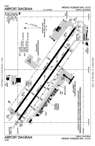 フレズノ・ヨセミテ国際空港 Fresno, CA (KFAT): AIRPORT DIAGRAM (APD)