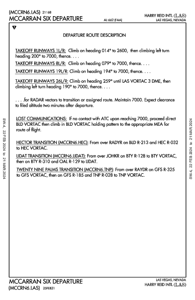 マッカラン国際空港 Las Vegas, NV (KLAS): MCCARRAN SIX (DP)