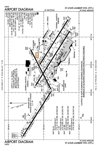 ランバート・セントルイス国際空港 St Louis, MO (KSTL): AIRPORT DIAGRAM (APD)